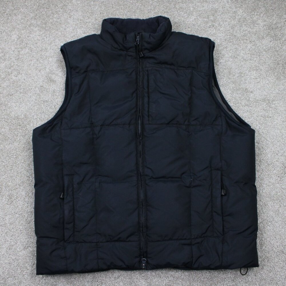 Eddie‎ Bauer Goose Down Vest Mens Large -Tall Blue Full Zip Sleeveless Jacket